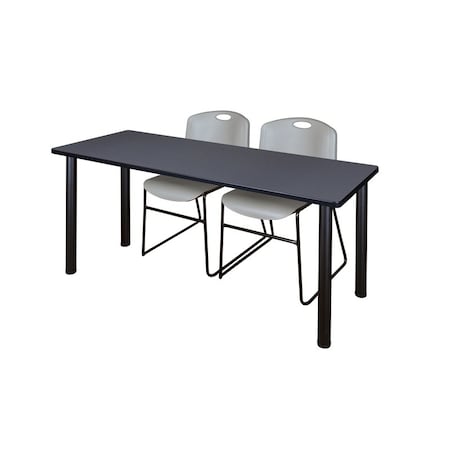 Kee Rectangle Tables > Training Tables > Kee Table & Chair Sets, 72 W, 24 L, 29 H, Grey MT7224GYBPBK44GY